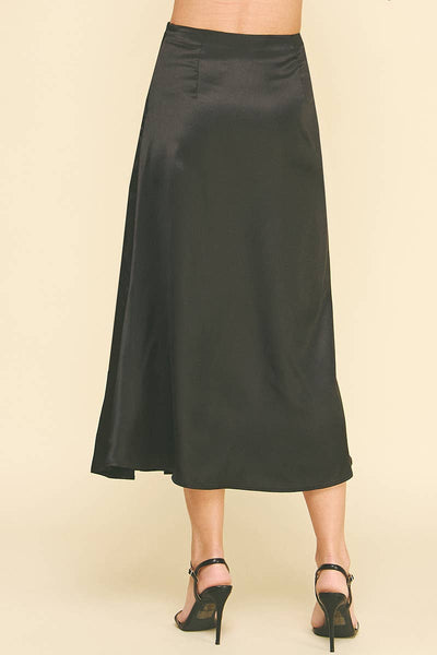 Mira Silky Midi Skirt - Black
