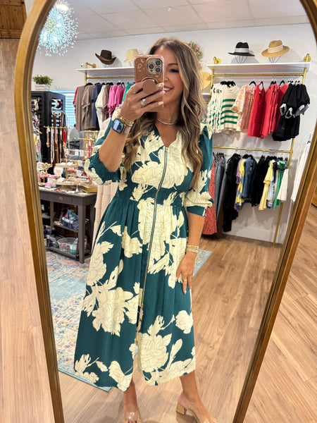 Faye Floral Dress - Teal