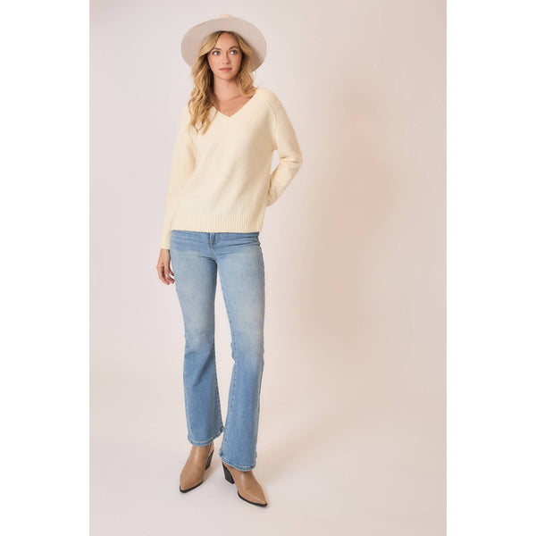 Callie V-Neck Sweater - Cream