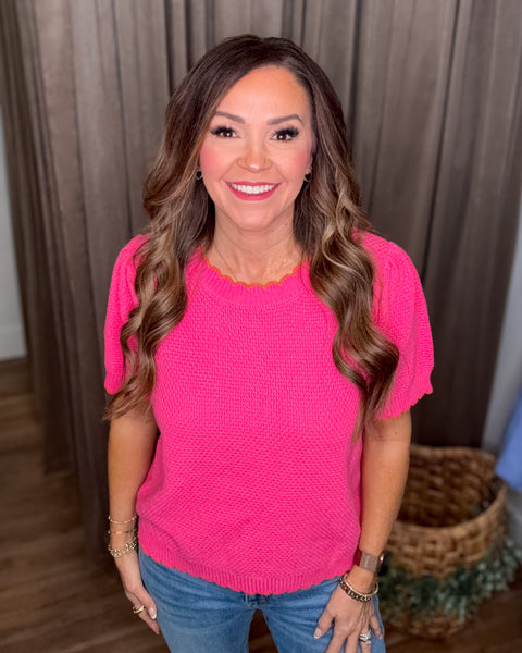 Maria Knit Top - Hot Pink