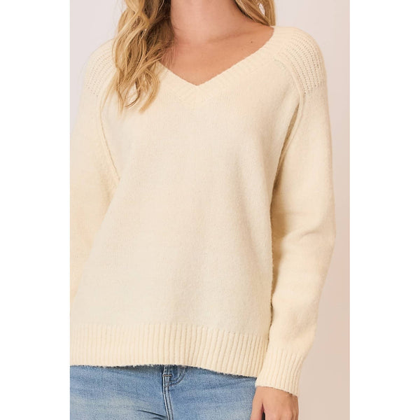Callie V-Neck Sweater - Cream