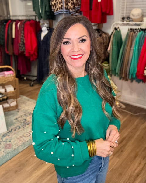 Kaylee Pearl Sleeve Top - Green