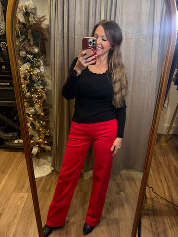 Avory Straight Leg Jean - Red