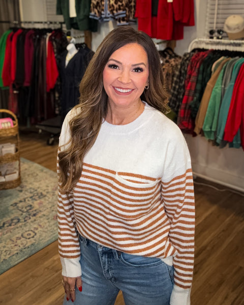 Loraine Striped Sweater - Camel