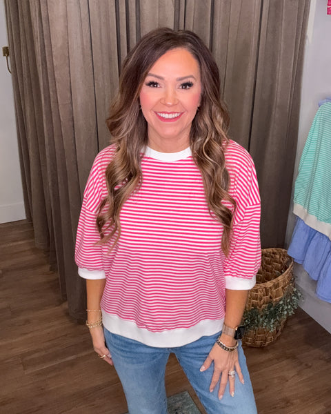 Lucy Striped Top - Pink