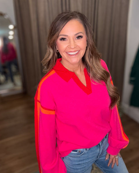 Sunset Stroll Sweater - Hot Pink