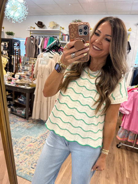 Lennon Scallop Sweater - Green