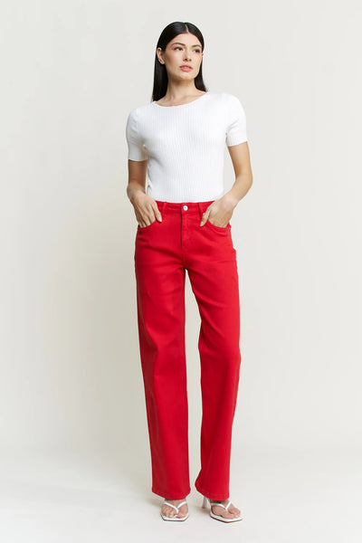 Avory Straight Leg Jean - Red