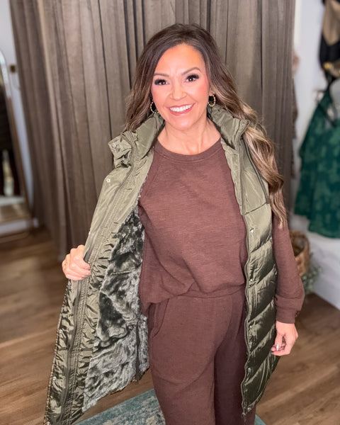 Eliza Puffer Vest - Olive