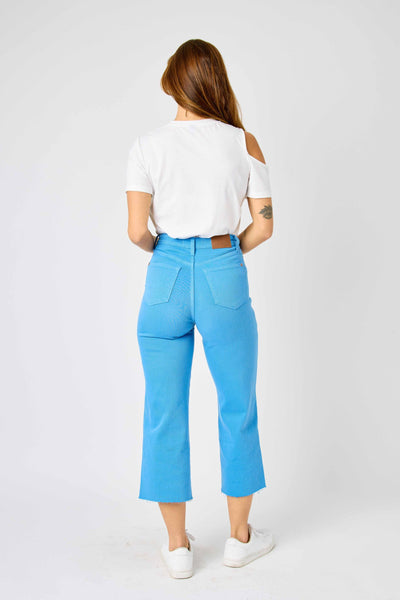 High Waist Tummy Control Crop Jean - Sky Blue