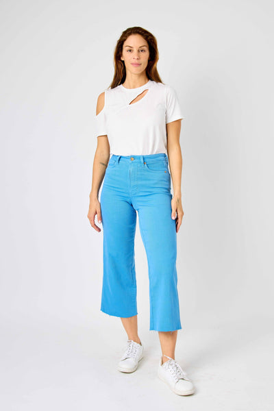 High Waist Tummy Control Crop Jean - Sky Blue