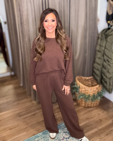 Marlowe Long Sleeve Pant Set - Brown