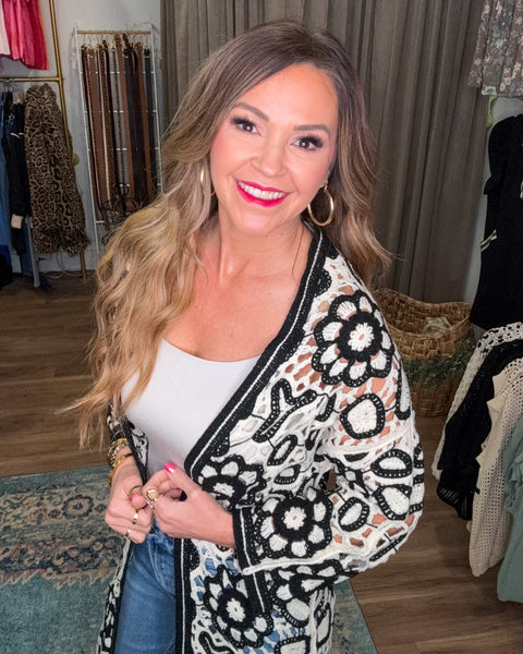 Luna Crochet Cardigan - Black