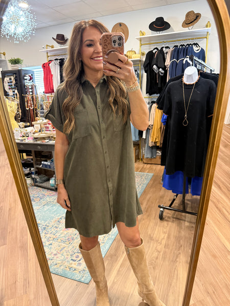 Stay In Focus Dress - Olive
