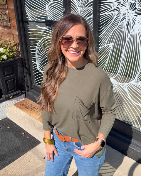 The Perfect Pocket Long Sleeve Tee - Olive