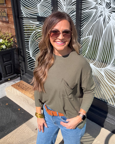 The Perfect Pocket Long Sleeve Tee - Olive