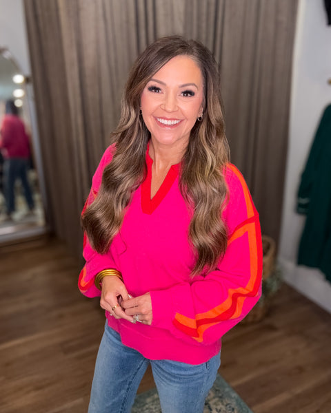 Sunset Stroll Sweater - Hot Pink