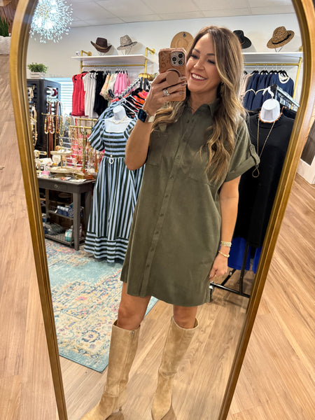 Stay In Focus Dress - Olive