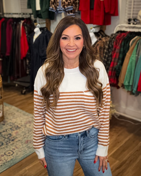 Loraine Striped Sweater - Camel