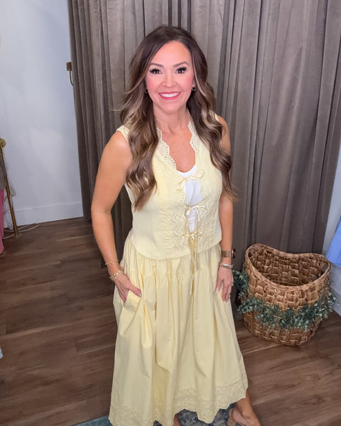 Maddie Eyelet Set - Butter Yellow
