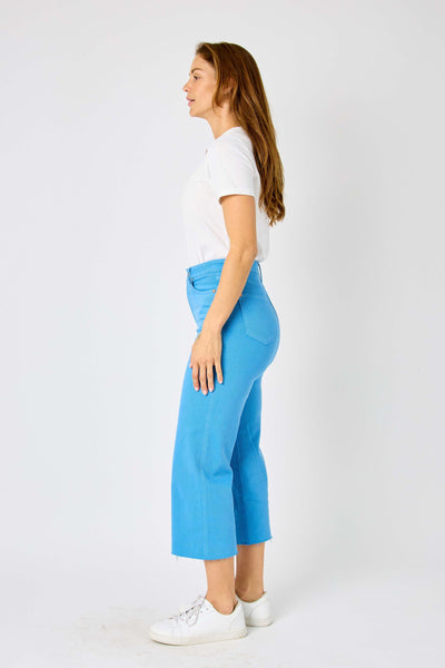 High Waist Tummy Control Crop Jean - Sky Blue