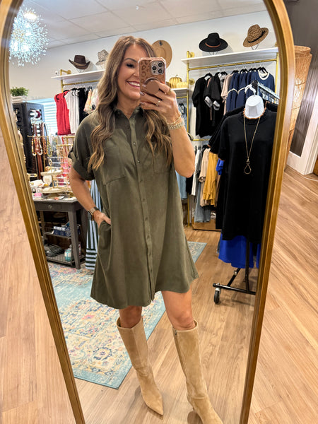Stay In Focus Dress - Olive