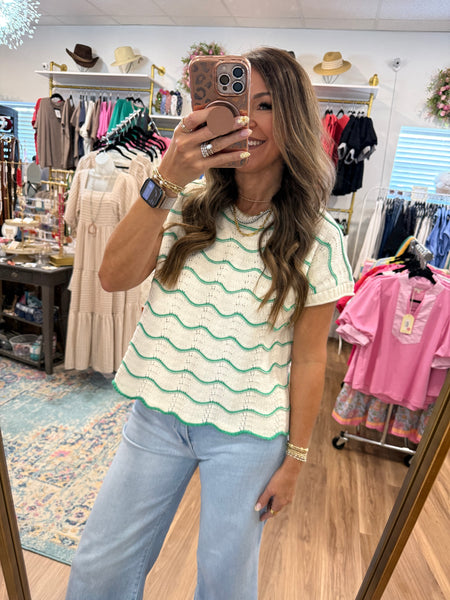 Lennon Scallop Sweater - Green