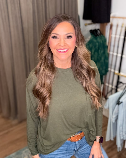 The Perfect Pocket Long Sleeve Tee - Olive