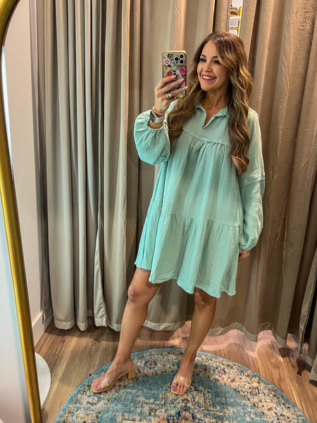 Felicity Babydoll Dress - Mint