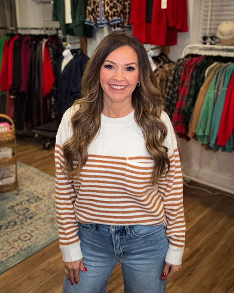 Loraine Striped Sweater - Camel