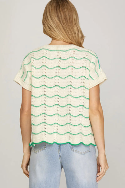 Lennon Scallop Sweater - Green
