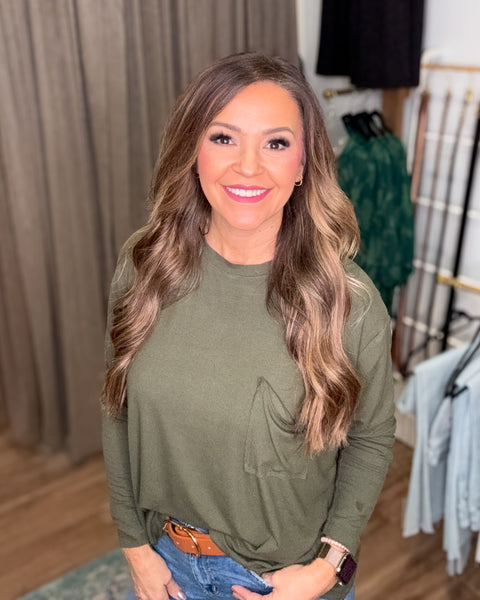 The Perfect Pocket Long Sleeve Tee - Olive