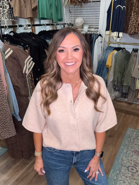 Candace Button Up Sweater - Taupe