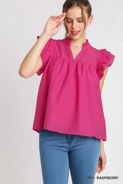 Vida Ruffle Sleeve Top - Pink