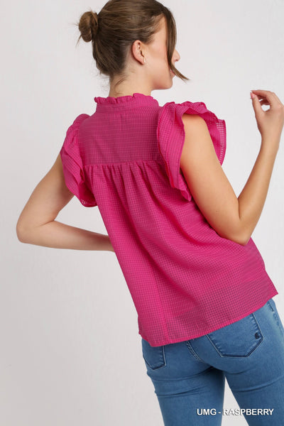 Vida Ruffle Sleeve Top - Pink