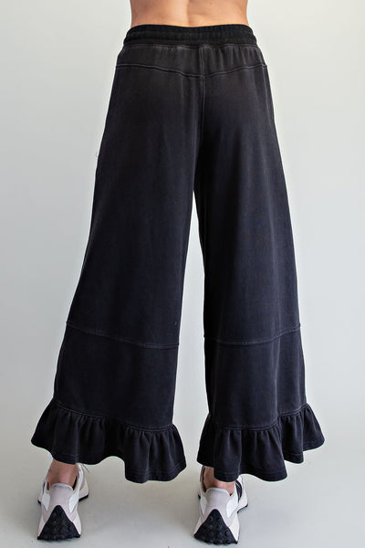 Lila Ruffle Hem Pants - Ash Black