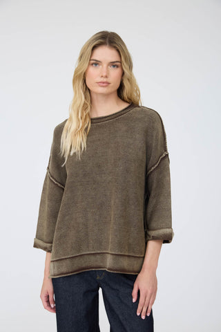 Lucky To Have You Knit Top - Brown