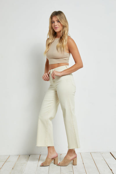 Brynlee Button Fly Jeans - Off White