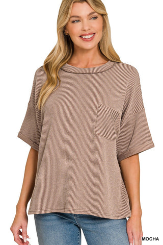 Madi Ribbed Top - Mocha
