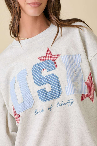 USA Patchwork Crewneck