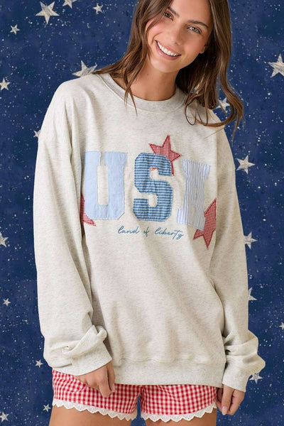 USA Patchwork Crewneck