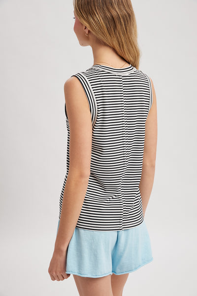 When It Counts Striped Tank - Black
