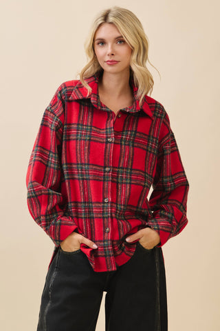 Plaid Button-Up Flannel Shirt