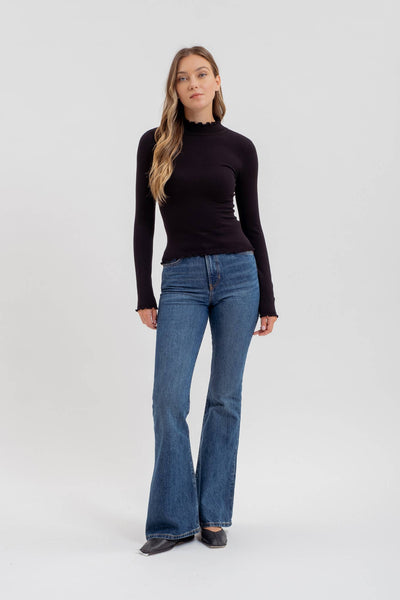 So Worth It Lettuce Trim Knit Top - Black
