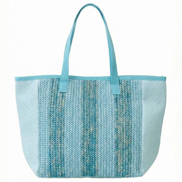 Natural Large Straw Woven Tote Bag: BL