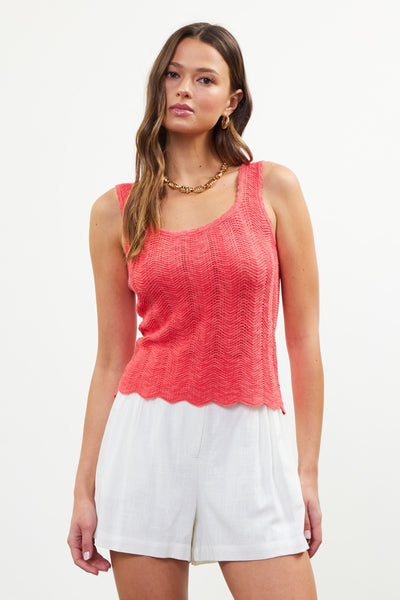 Daniella Knit Tank Top - Coral