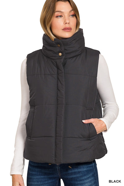 Cozy Up Puffer Vest - Black