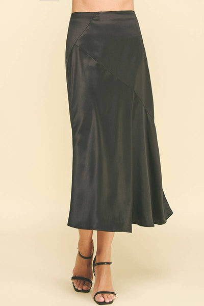 Mira Silky Midi Skirt - Black