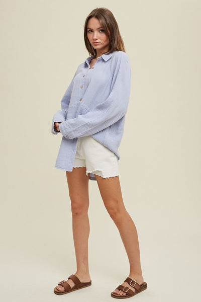 Madison Gauze Button Up Top