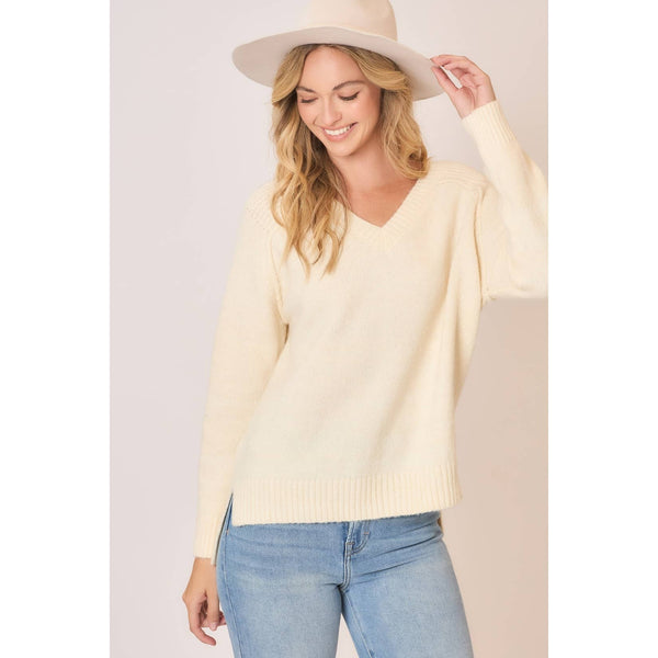 Callie V-Neck Sweater - Cream